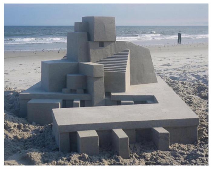 Brutalist sand castle - Sand sculpture, Brutalism, Beach