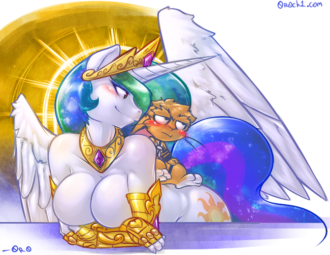 The Princess and the Rabbit - NSFW, My little pony, Princess celestia, MLP Suggestive, Anthro, 0r0ch1