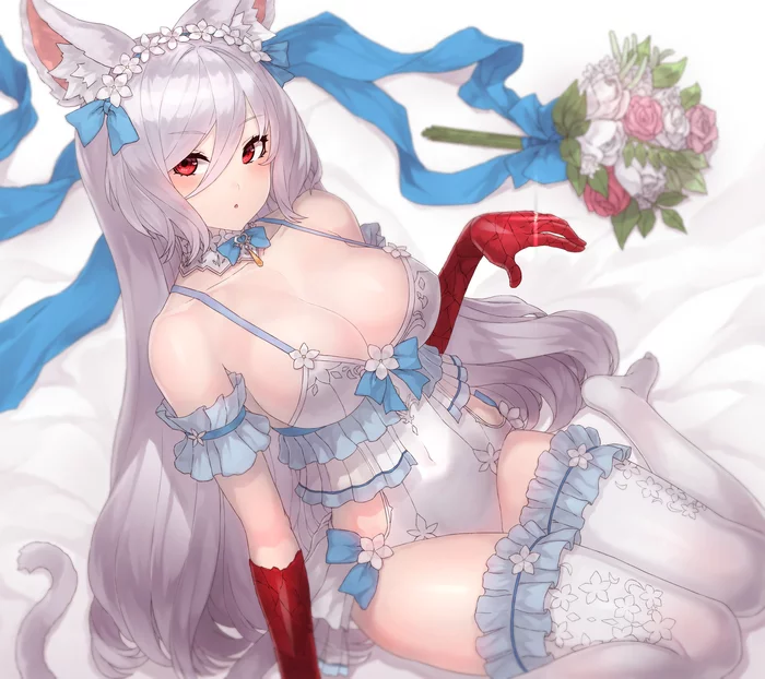 Kirze - NSFW, Anime art, Anime, Kings raid, Neko, Breast, Underwear