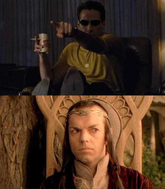 Op! I saw this elf before - Matrix, Lord of the Rings, Movies, Once Upon a Time in Hollywood, Memes, Neo, Agent Smith