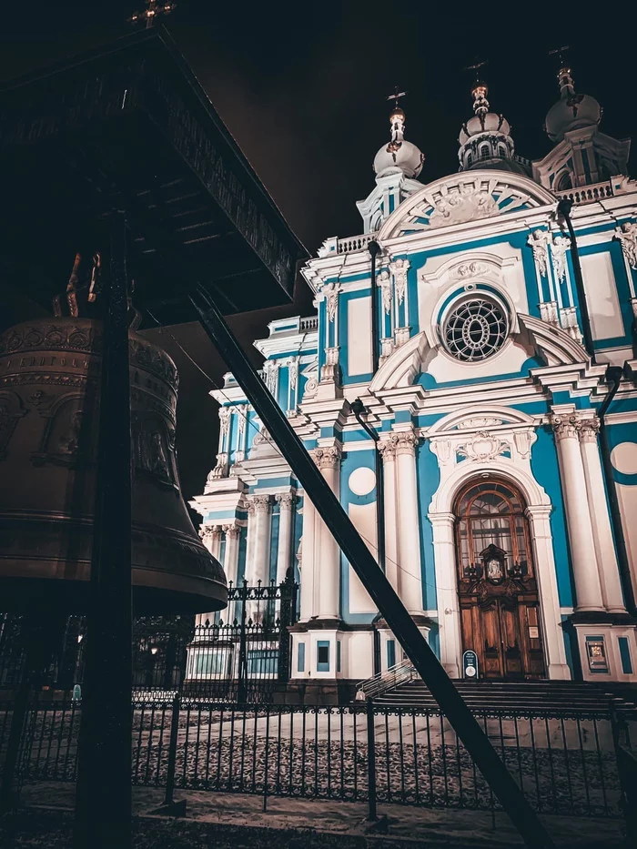 Night Smolny Cathedral - My, Mobile photography, Lightroom, Saint Petersburg, Russia, iPhone, Longpost