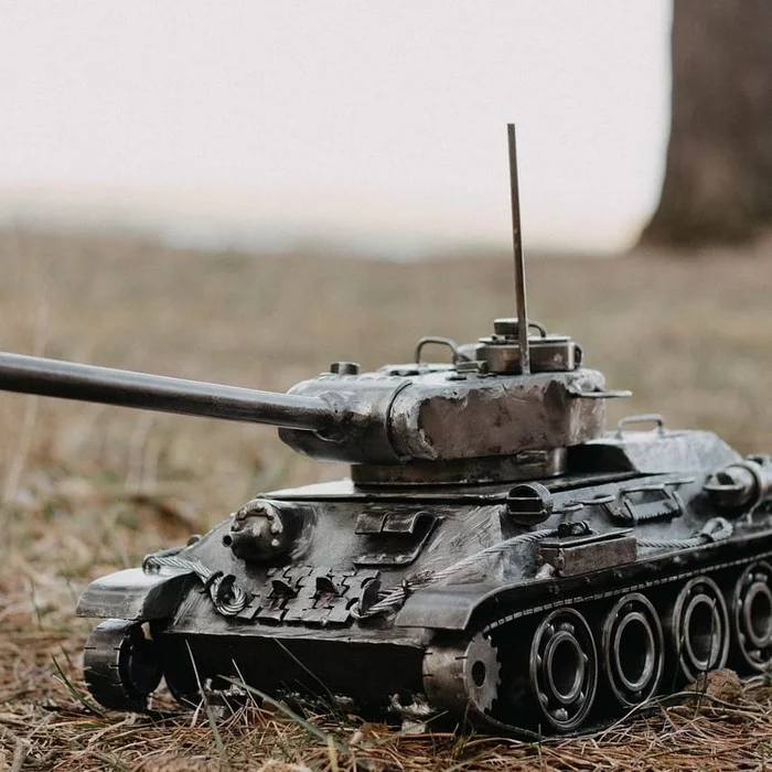 Brazier in the form of a T-34 tank - Tanks, Metal, With your own hands, Needlework without process, Welding, T-34, The photo, Longpost, Scale model