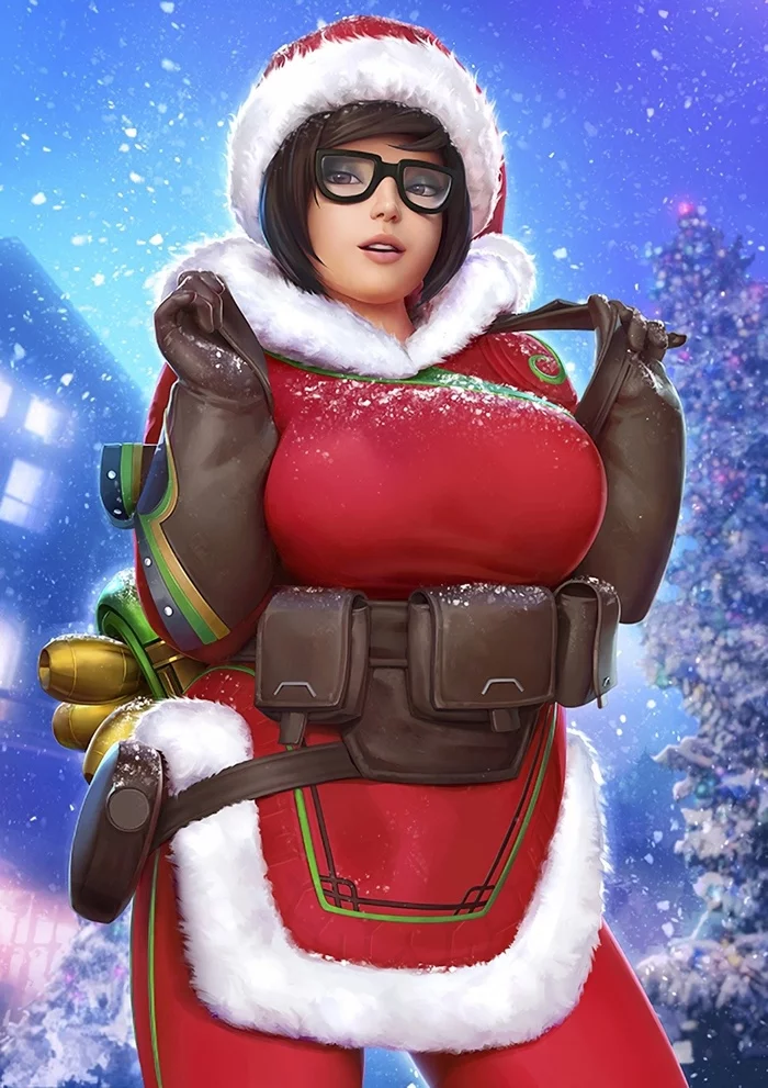 Mei - NSFW, Overwatch, Mei, Misusart, Longpost, Stockings, Art