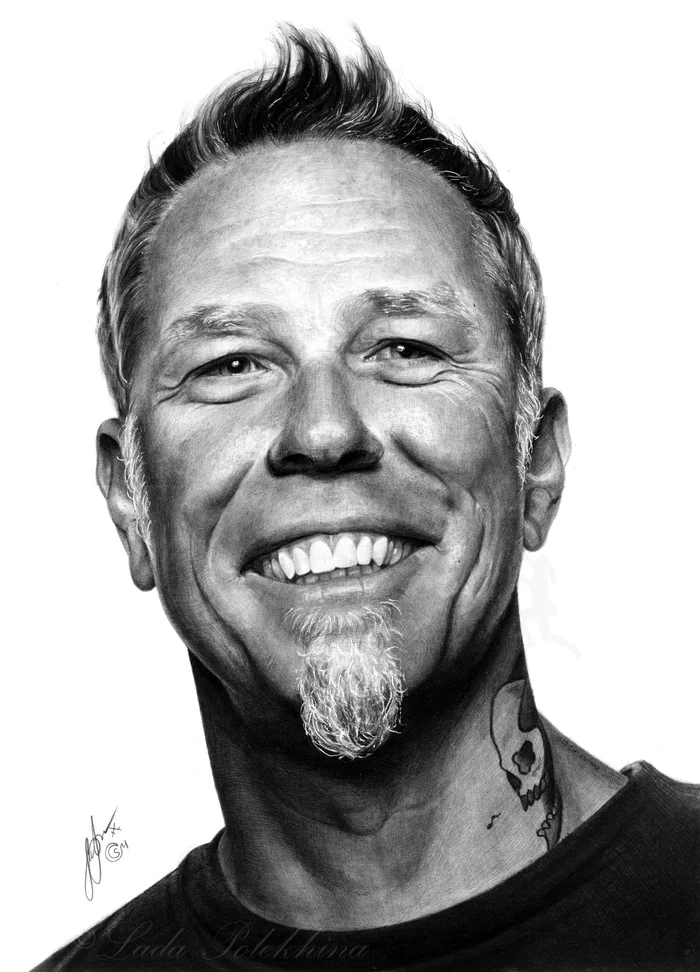 Portrait with a simple pencil. James Hetfield - My, Portrait, Drawing, Portrait by photo, Pencil drawing, Graphics, Celebrities, James Hetfield, Metallica, Performers