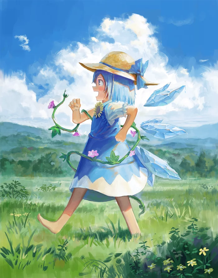 Cirno - Touhou, Cirno, Anime art, Anime, Fjsmu