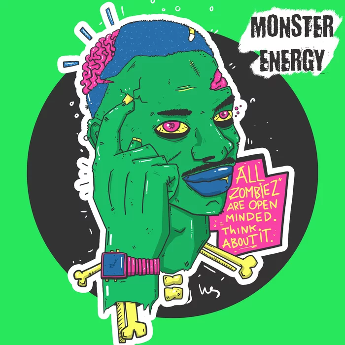 Monster Energy, what kind of meme monster are you?) - My, Design, Memes, Monster, Medusa Gorgon, Clown, Dracula, Zombie, Frankenstein, Longpost