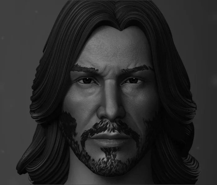 3Д-модель Киану Ривза в Zbrush - Моё, Джонни Сильверхенд, Cyberpunk 2077, Киану Ривз, 3D моделирование, Zbrush