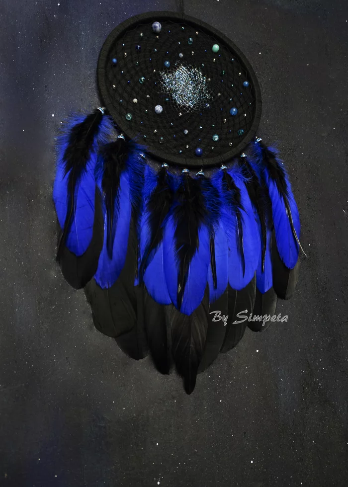 Dreamcatcher Lullaby of the Stars dark and light - My, Bysimpeta, Dreamcatcher, Space, Hobby, beauty, With your own hands, Stars, Needlework without process, Weaving, Needlework, Night, Longpost