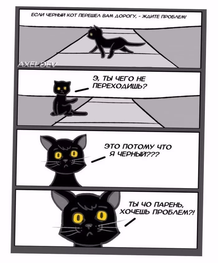 Black cat - cat, Road, Comics