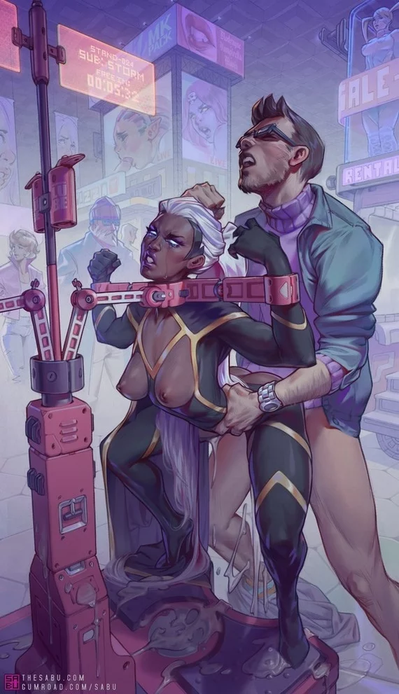 Street - NSFW, Erotic, Art, Cyberpunk, Compulsion, X-Men, Storm, Sabudenego