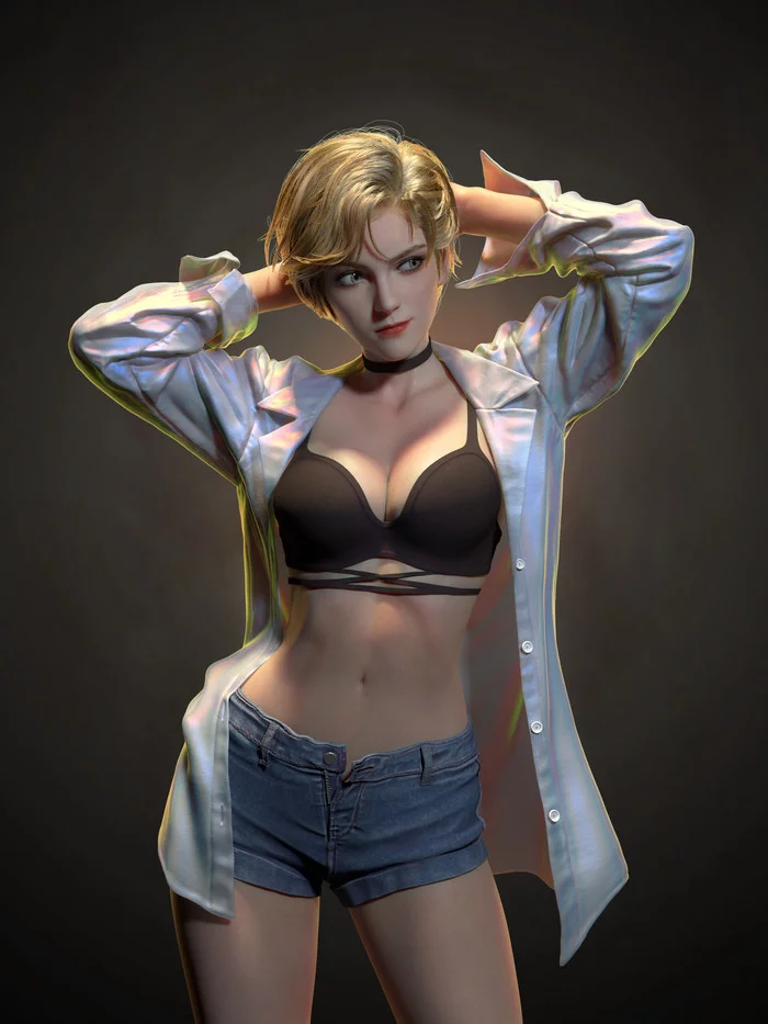 Sailor Uranus - NSFW, Аниме, Арт, Anime Art, 3D, Sailor Moon, Sailor uranus, Девушки, Грудь, Бюстгальтер, Эротика