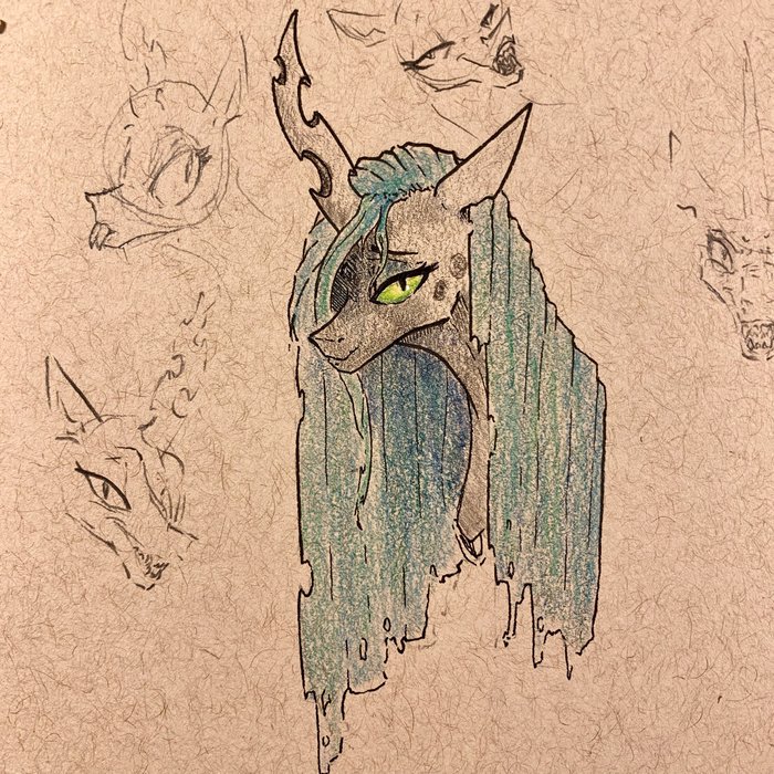 Creepy horse - My little pony, Queen chrysalis, Greyscaleart