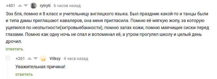 Уважительная причина - Комментарии, Комментарии на Пикабу, Скриншот, Мат, Мастурбация