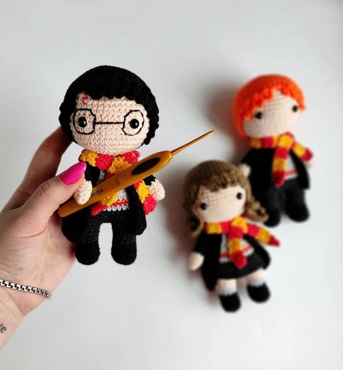 Harry Potter and the Magic Hook - My, Knitting, Needlework without process, Friday tag is mine, Harry Potter, Hermione, Ron Weasley, Handmade, Crochet, , Amigurumi, Wizard, Longpost