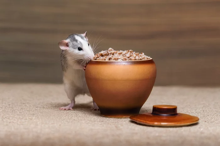 A pot of porridge for a flash drive - My, Rat, Rat dumbo, Porridge, The photo, Pets