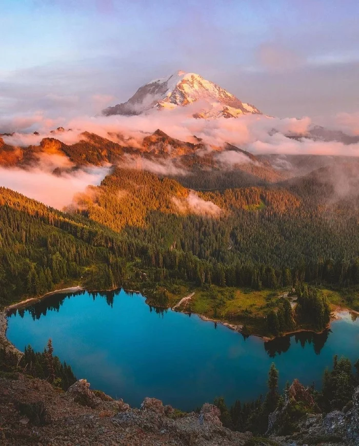 Washington State, USA - The photo, USA, Washington, Nature, The mountains, beauty, beauty of nature, Forest, Clouds, Lake