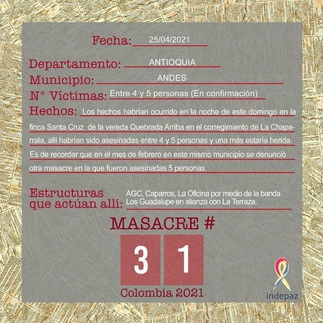 Two massacres in a row in one day in the Colombian department of Antioquia - Colombia, Latin America, Crime, Crime, Cartel, Drugs, Murder, Negative