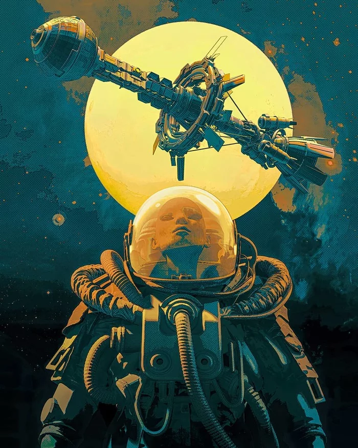 Outside - Drawing, Space, Space station, Космонавты, Pascal Blanche, Art