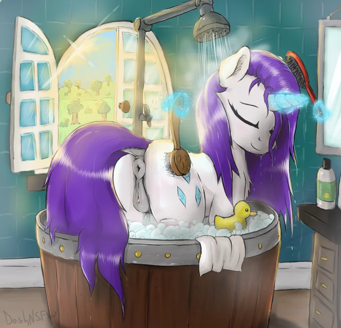 Чистота - залог здоровья! - NSFW, My Little Pony, Rarity, MLP Explicit, MLP anatomically correct, Dosh