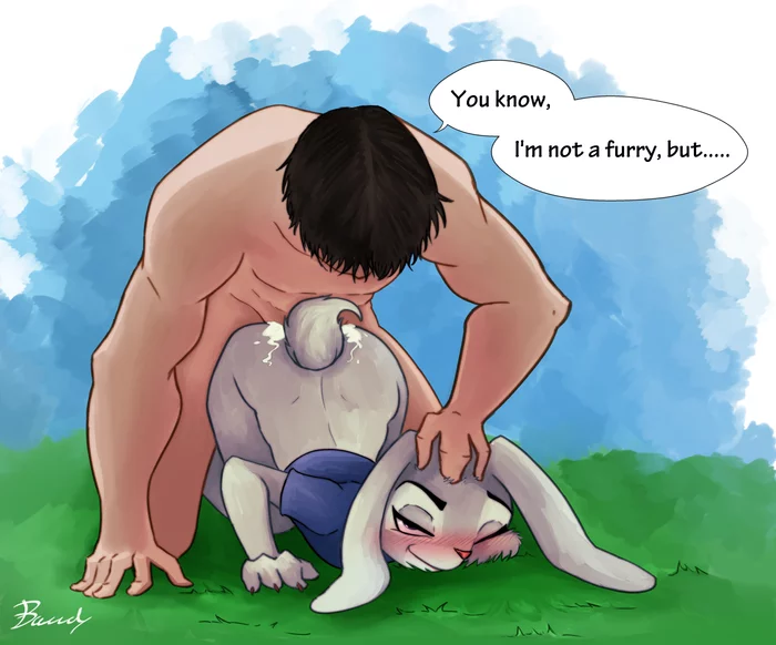 Я не фурри, но... - NSFW, Арт, Рисунок, Эротика, Рисованная эротика, Зверополис, Judy Hopps, Человек, Фурри, Furry Art, Furry rabbit, Furotica female, Йифф