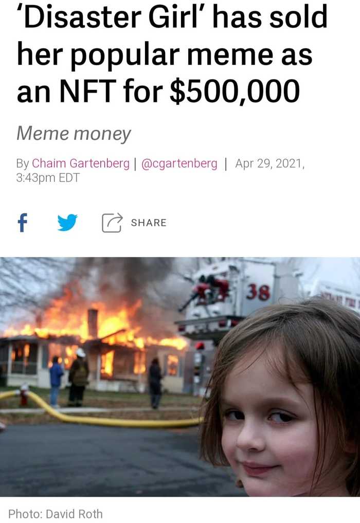 The burning house meme girl sold herself as an NFT token for $470,000 - Memes, Nft, Tokens, Cryptocurrency, Internet, Earnings, Longpost