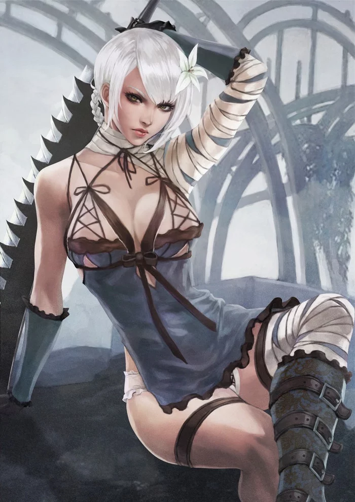 Kaine - NSFW, Art, Drawing, Girls, NIER replicant, Monorirogue, Kaine