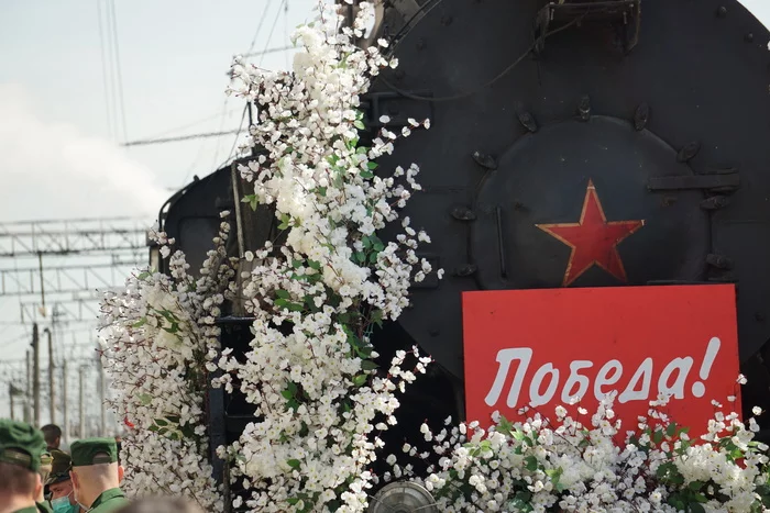 Retro Train Pobeda today at Krasnodar station - My, Retro trains, A train, May 9 - Victory Day, Krasnodar, Video, Longpost, Vertical video