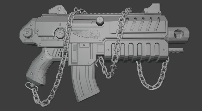 Болтер. Часть 1 - Моё, Болтер, Warhammer 40k, Warhammer, Blender, Low poly