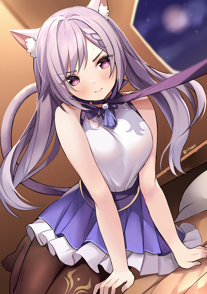 Keqing , Anime Art, Genshin Impact, Keqing (Genshin Impact), Animal Ears