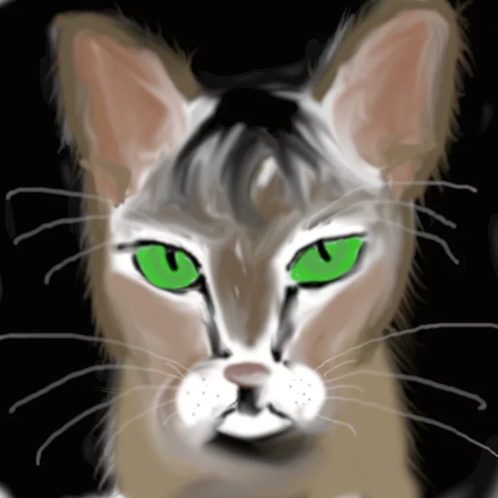 Your eyes are green... - My, cat, Portrait, Gimp, Daub, Art