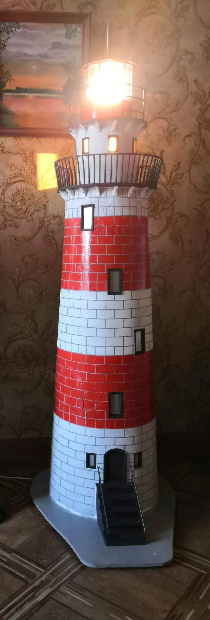 Another lamp - My, Lamp, Lighthouse, Video, Longpost, Technical Modeling, Layout, Building, Constructions, Sea, Models, Stand modeling, With your own hands, Needlework, Straight arms, Homemade