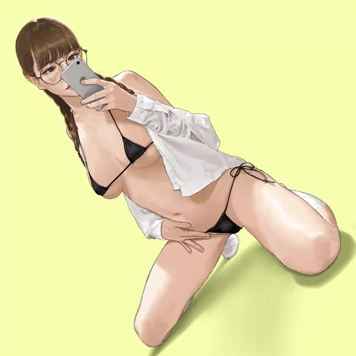 Continuation of the post Selfie - NSFW, Art, Drawing, Erotic, Girls, Selfie, Underwear, Bikini, Reply to post