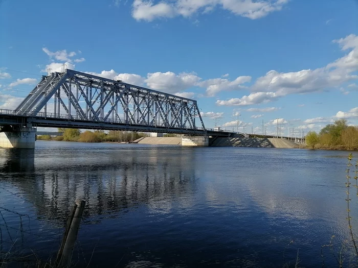 Bridge, river and clouds - My, Bridge, Nerl River, Clouds, Bogolyubovo, The photo