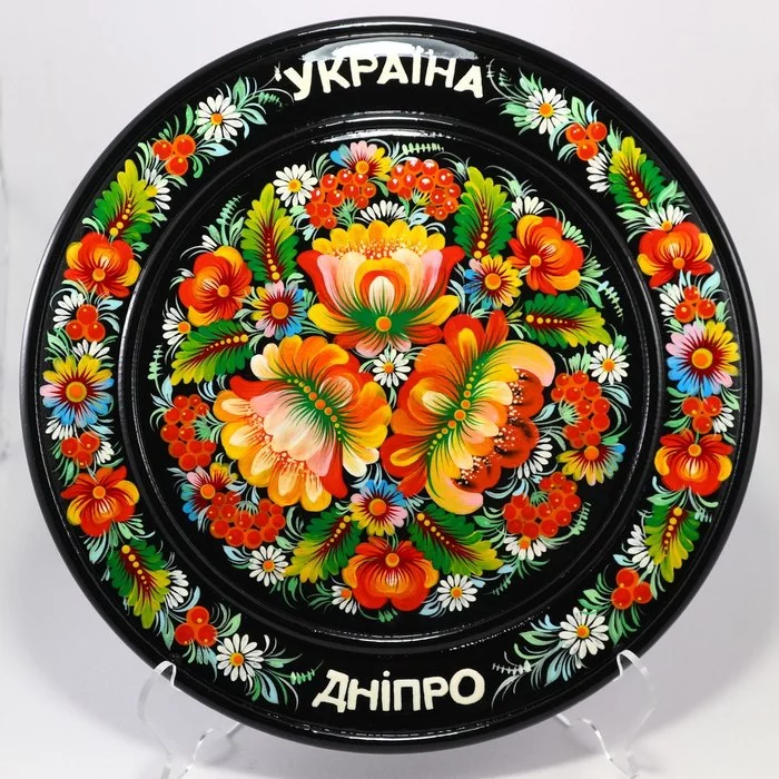 There can never be too many plates - My, Petrikovskaya painting, Handmade, Paints, Flowers, Decor, Longpost, Needlework without process