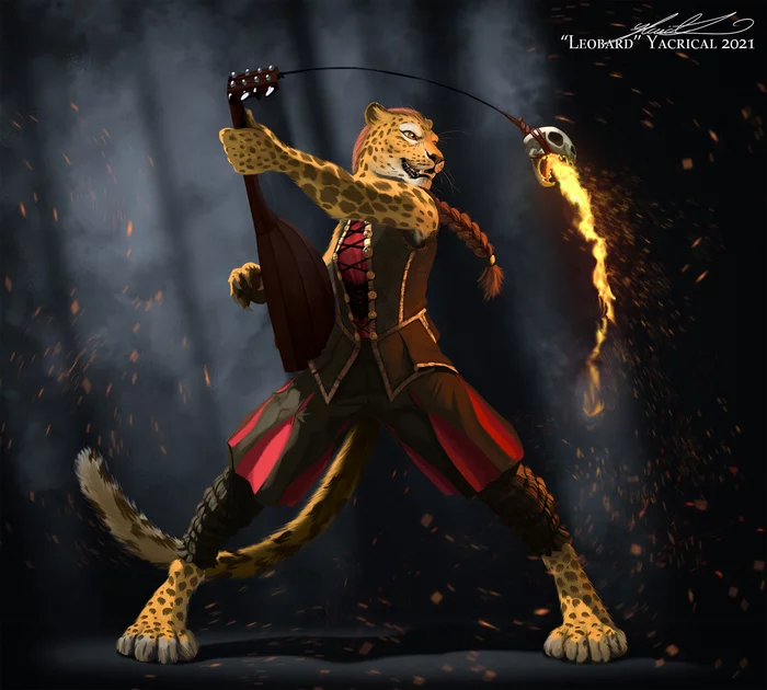 Leobard - Furry, Furry feline, Bard, Yacrical, Art, Furry Leopard