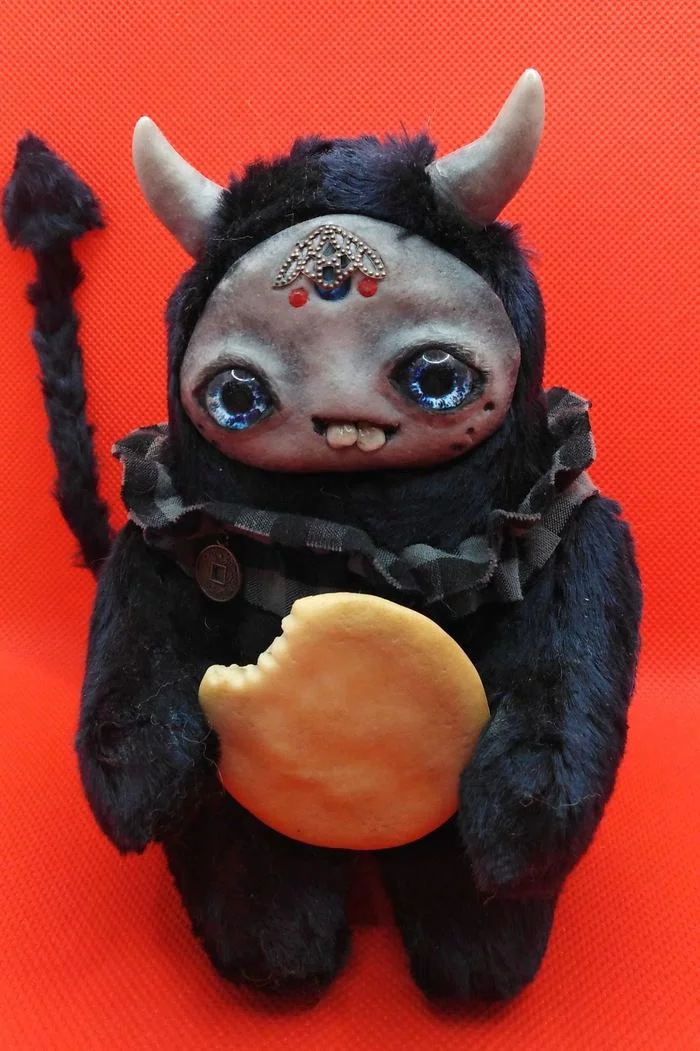 Monster with a cookie - My, Needlework, Needlework without process, Monster, Polymer clay, With your own hands, Cookies