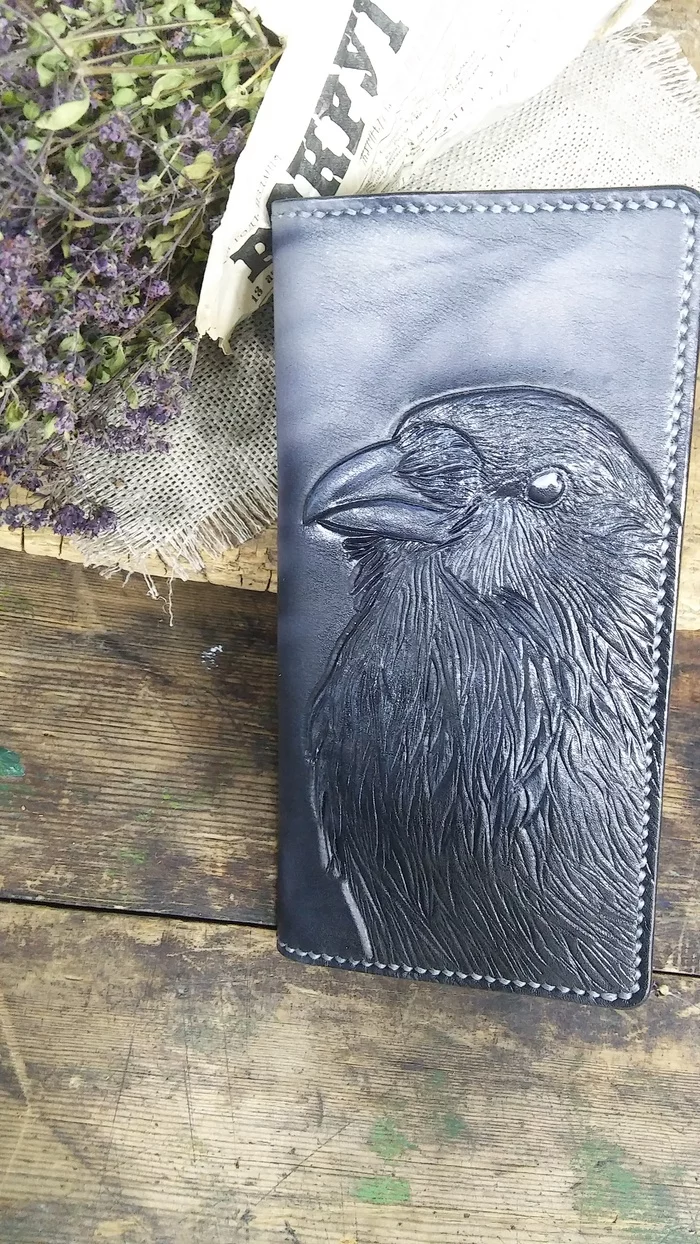 Eagles, crows and a little bit of owls) - My, Needlework without process, Handmade, Leather craft, Leather products, Embossing on leather, With your own hands, Longpost