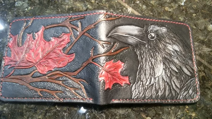 Eagles, crows and a little bit of owls) - My, Needlework without process, Handmade, Leather craft, Leather products, Embossing on leather, With your own hands, Longpost