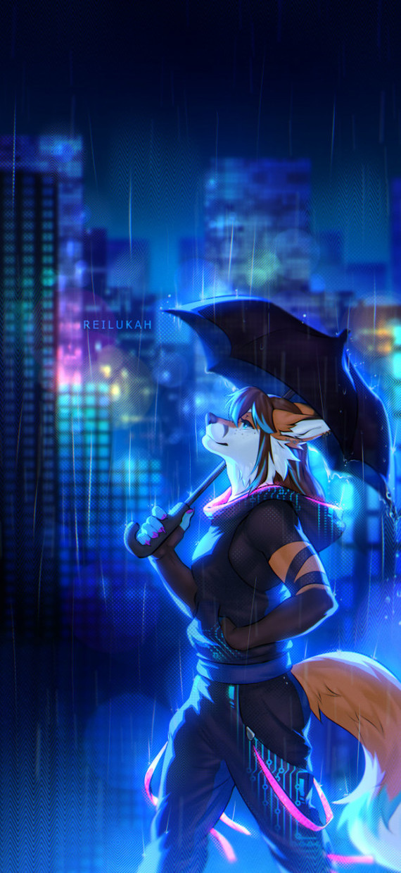 Rain - Furry, Anthro, Art, Furry fox, Reilukah