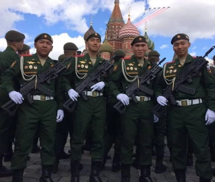 Descendants of Genghis Khan. Photos from rehearsal - Yakuts, Russia, the Red Square, Victory parade, May 9 - Victory Day