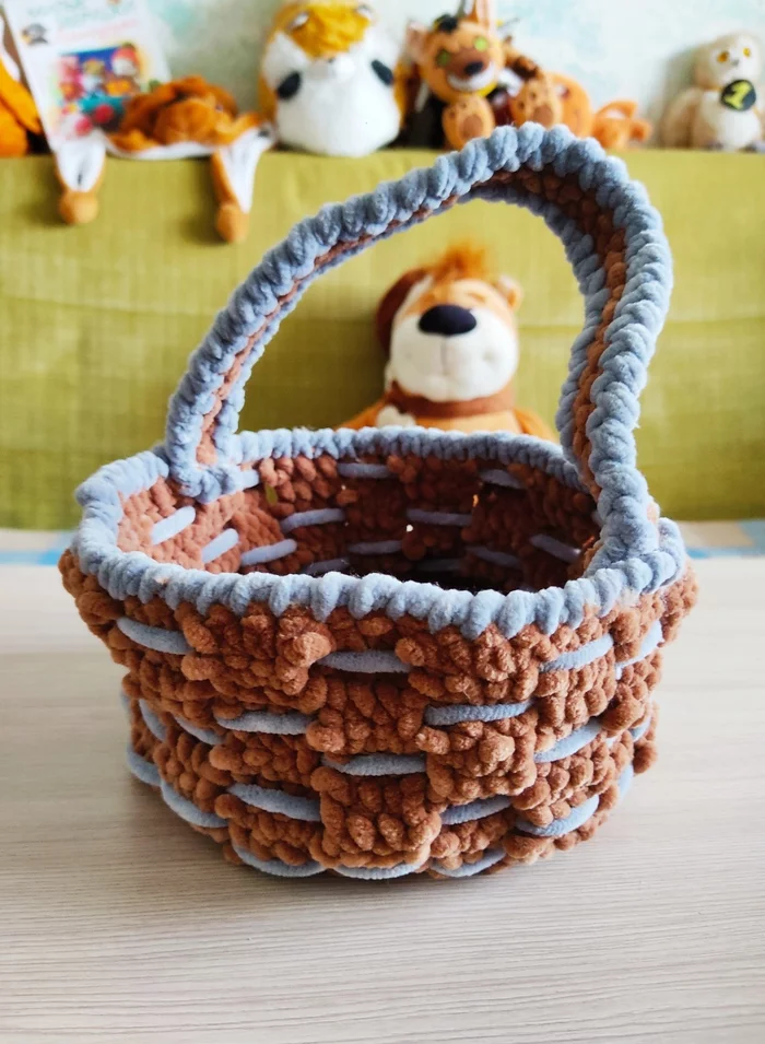 Basket - My, Needlework without process, Crochet, Knitting, Knitted toys, Needleworkers give, Longpost