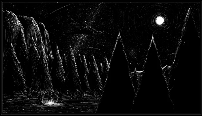 After Dark - My little pony, Forest, Night, Monochrome, Flamevulture17
