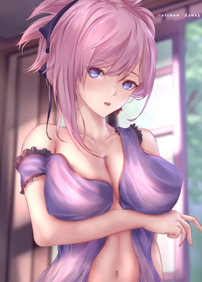 Miyamoto Musashi - NSFW, Аниме, Anime Art, Fate, Fate Grand Order, Miyamoto musashi, Рисованная эротика, Эротика, Грудь, Сиськи