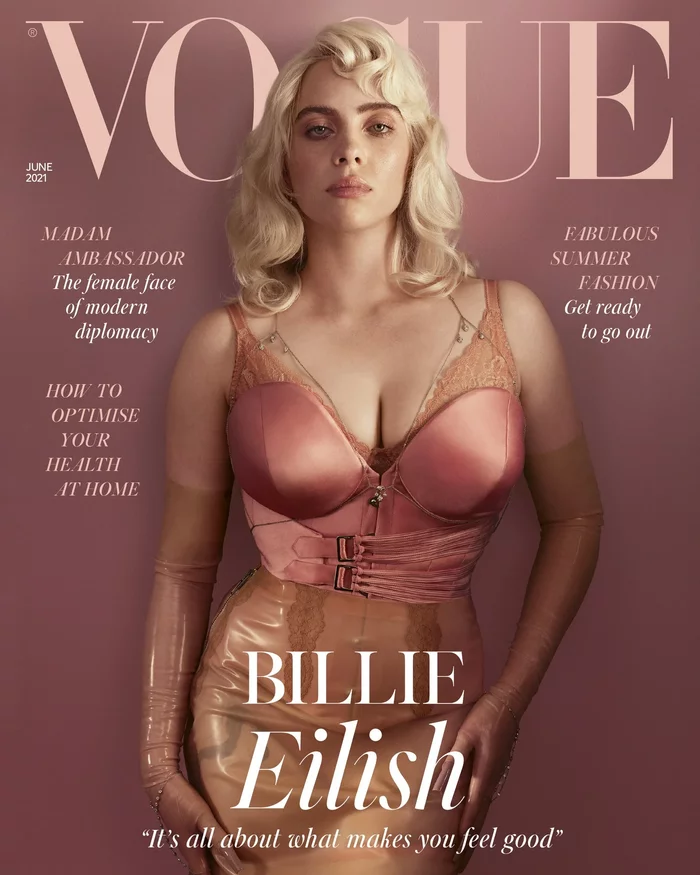 Sexualized feminist - a new image of Billie Eilish for Vogue - Celebrities, Fashion, Women, Pin up, Style, Cloth, Womens clothing, Music, , Vogue, Longpost