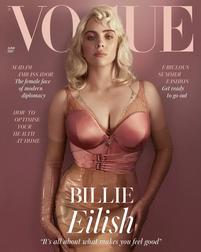 Sexualized feminist - new image of Billie Eilish for Vogue - Celebrities, Fashion, Women, Pin up, Style, Cloth, Womens clothing, Music, Vogue, Longpost