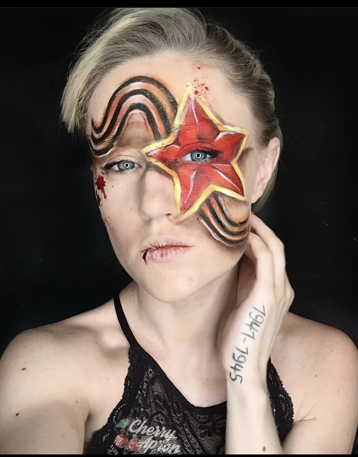 This holiday smelled like gunpowder - My, Bodypainting, Makeup, Cosplay