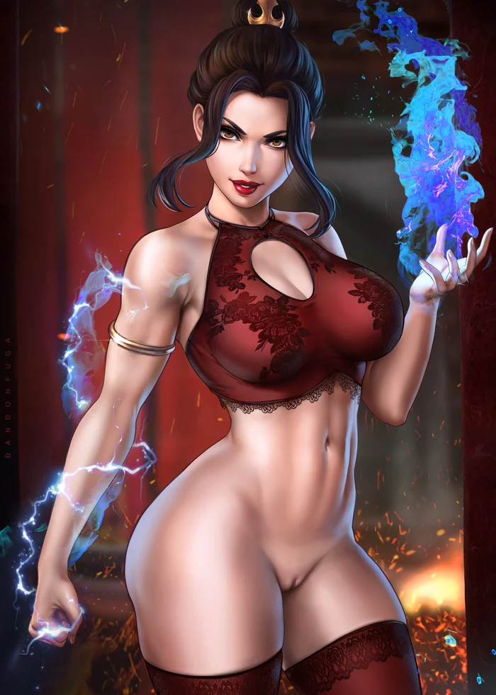 Azula (add-on) - NSFW, Art, Drawing, Avatar, Avatar: The Legend of Aang, Azula, Girls, Erotic, Hand-drawn erotica, Underwear, Stockings, Boobs, Naked, Labia, Clitoris, Pubes, Choker, Piercing, Dandonfuga, Longpost