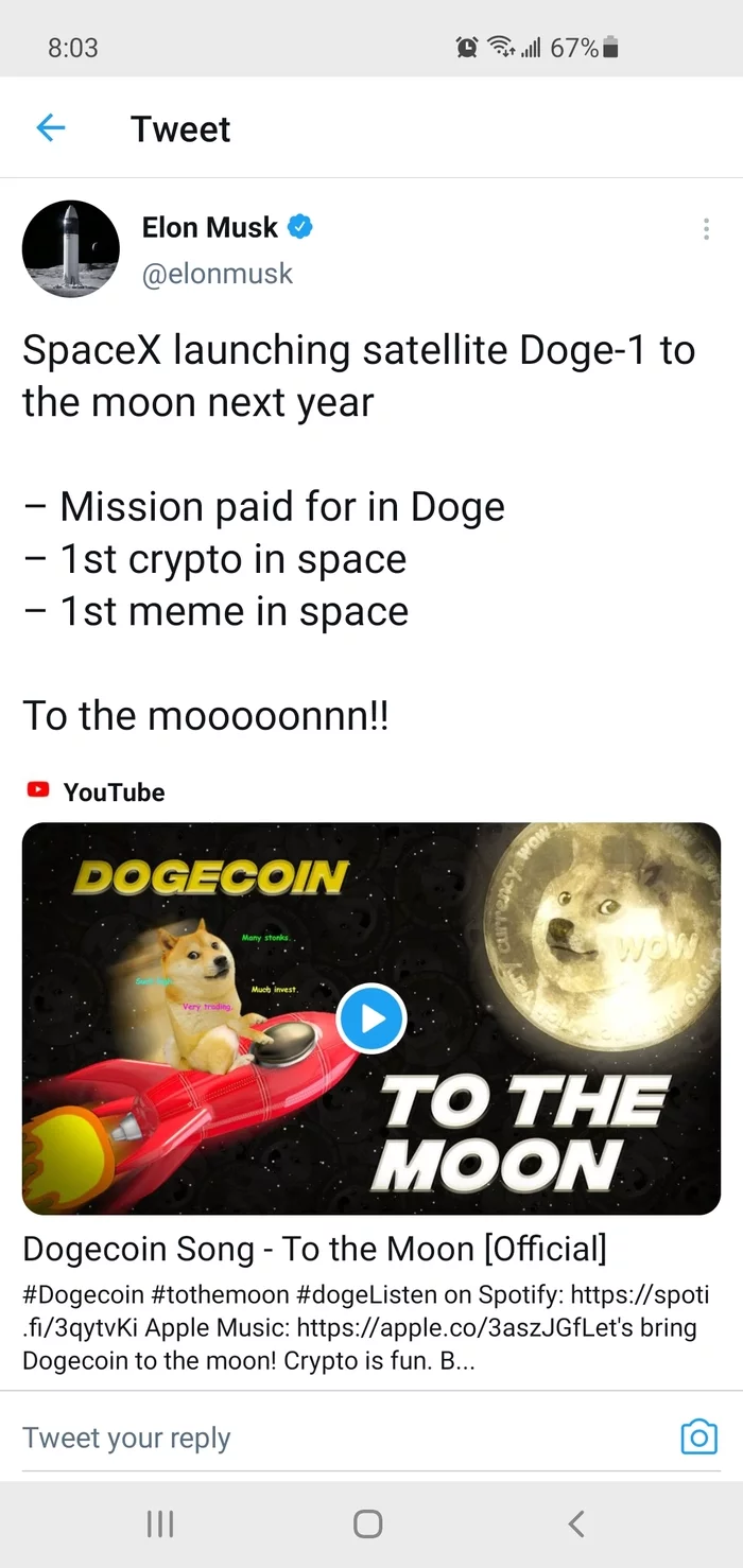 Dog to the Moon - My, Elon Musk, Dogecoin, Cryptocurrency, Video, Longpost, moon