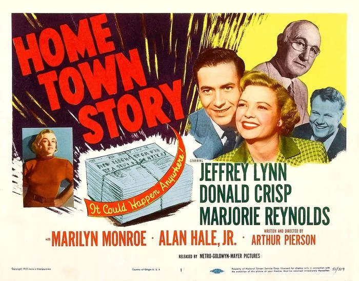 Marilyn Monroe in the film In Hometown (IV) Cycle Magnificent Marilyn episode 456 - Cycle, Gorgeous, Marilyn Monroe, Beautiful girl, Actors and actresses, Celebrities, Blonde, 50th, Movies, Hollywood, USA, Hollywood golden age, 1951, Poster