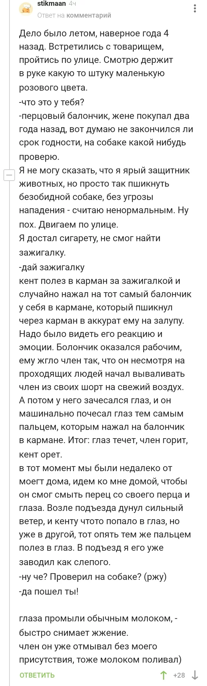 Проверка перцового баллончика - Скриншот, Перцовый баллончик, Комментарии на Пикабу, Проверка, Длиннопост